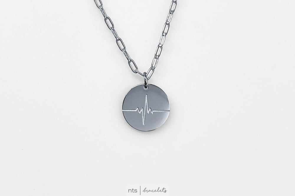 Image of AVERY WOODS x NTS CIRCLE EKG NECKLACE (Limited Edition + Silver)