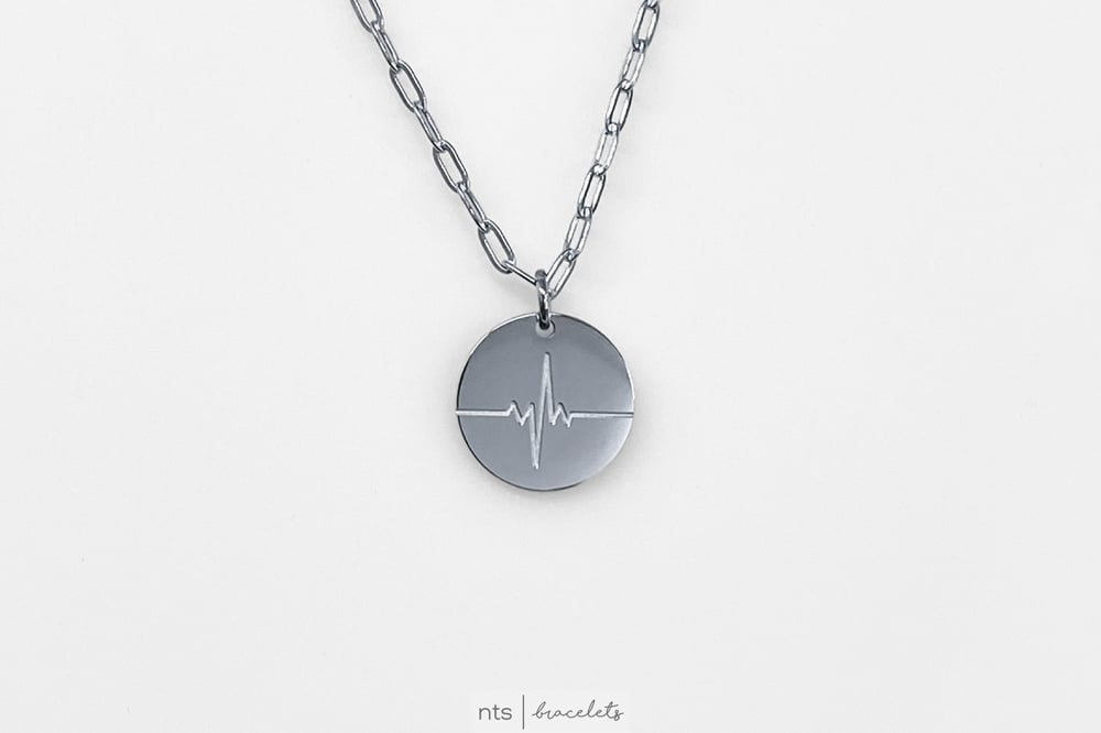 Image of SILVER AVERY WOODS x NTS CIRCLE EKG NECKLACE (Limited Edition + Silver)