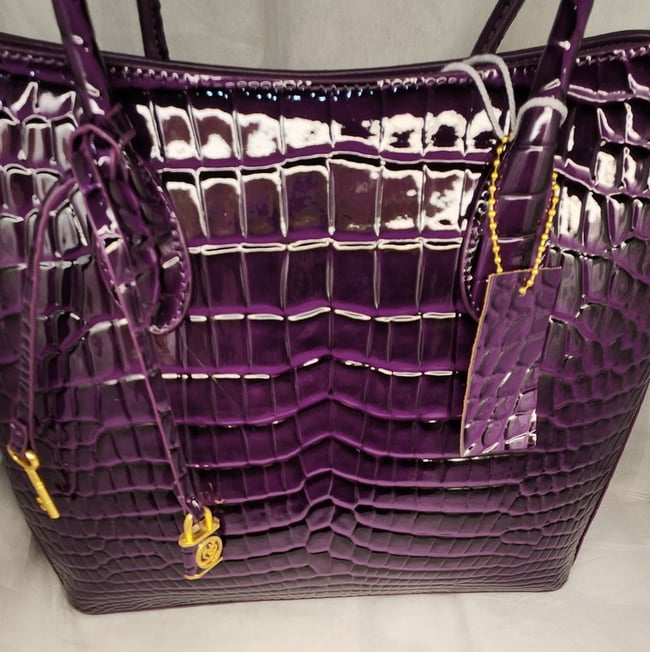 Large Purple Lock and Key Designer Bag 