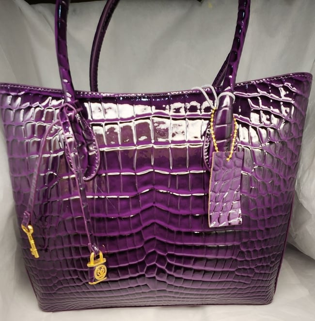 Large Purple Lock and Key Designer Bag 