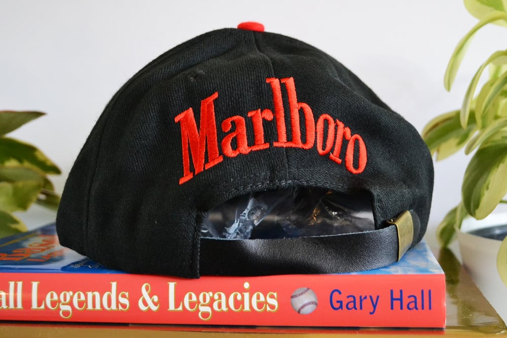 Image of Vintage 1990's Marlboro Cigarettes Lizard Rock Strapback Hat