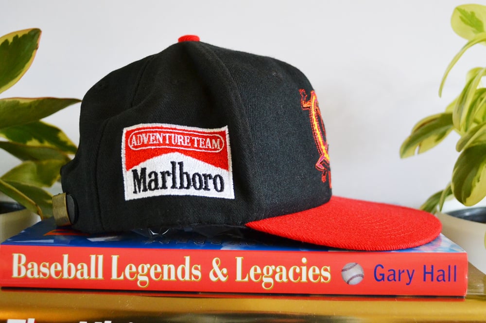 Image of Vintage 1990's Marlboro Cigarettes Lizard Rock Strapback Hat