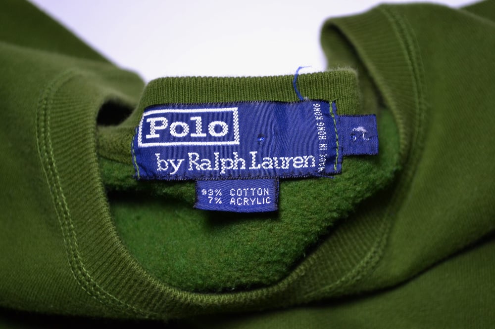 Image of Vintage 1990's Polo by Ralph Lauren Apple Green Crewneck Sweatshirt Sz.XL