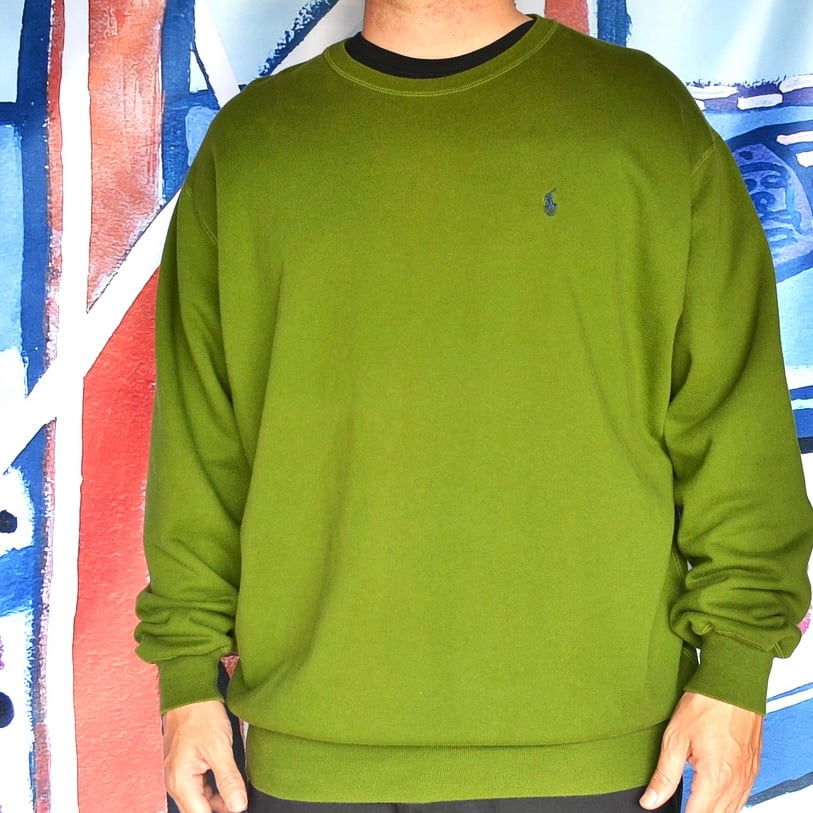 Image of Vintage 1990's Polo by Ralph Lauren Apple Green Crewneck Sweatshirt Sz.XL