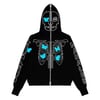  Spring Unisex Y2K Full-zip Hoodie Hip-hop Personality Print Hooded Sweatshirt 