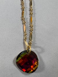 Image 4 of Round rainbow colored crystal pendant necklace