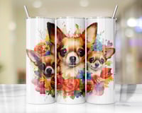 20oz Floral Chihuahua Tumbler