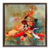 Original Canvas - Koi with Blossoms on Greens/Blues - 60cm x 60cm