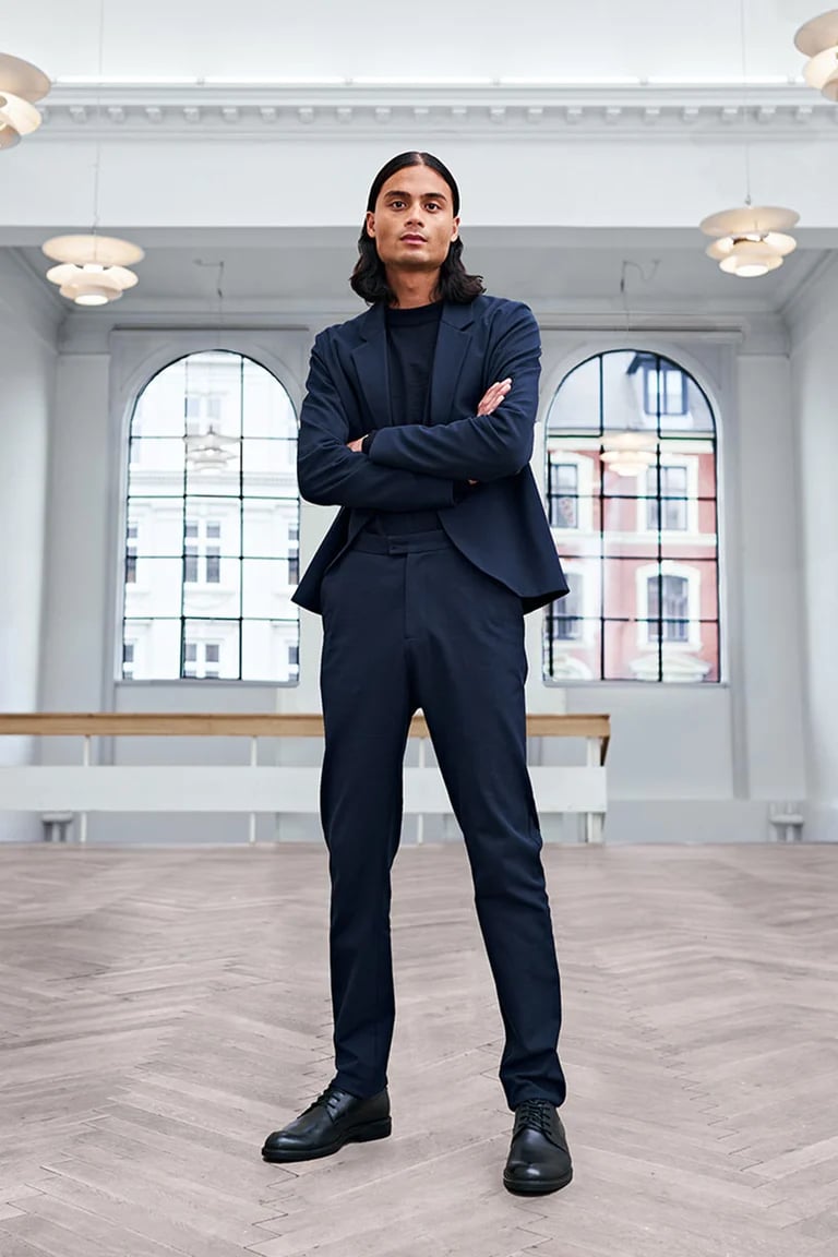 Image of Suit 1 TROUSER SALES SAMPLE 30% - Mens Size 44-46 / Women XS, S, M - Cotton twill - BLACK and BLUE