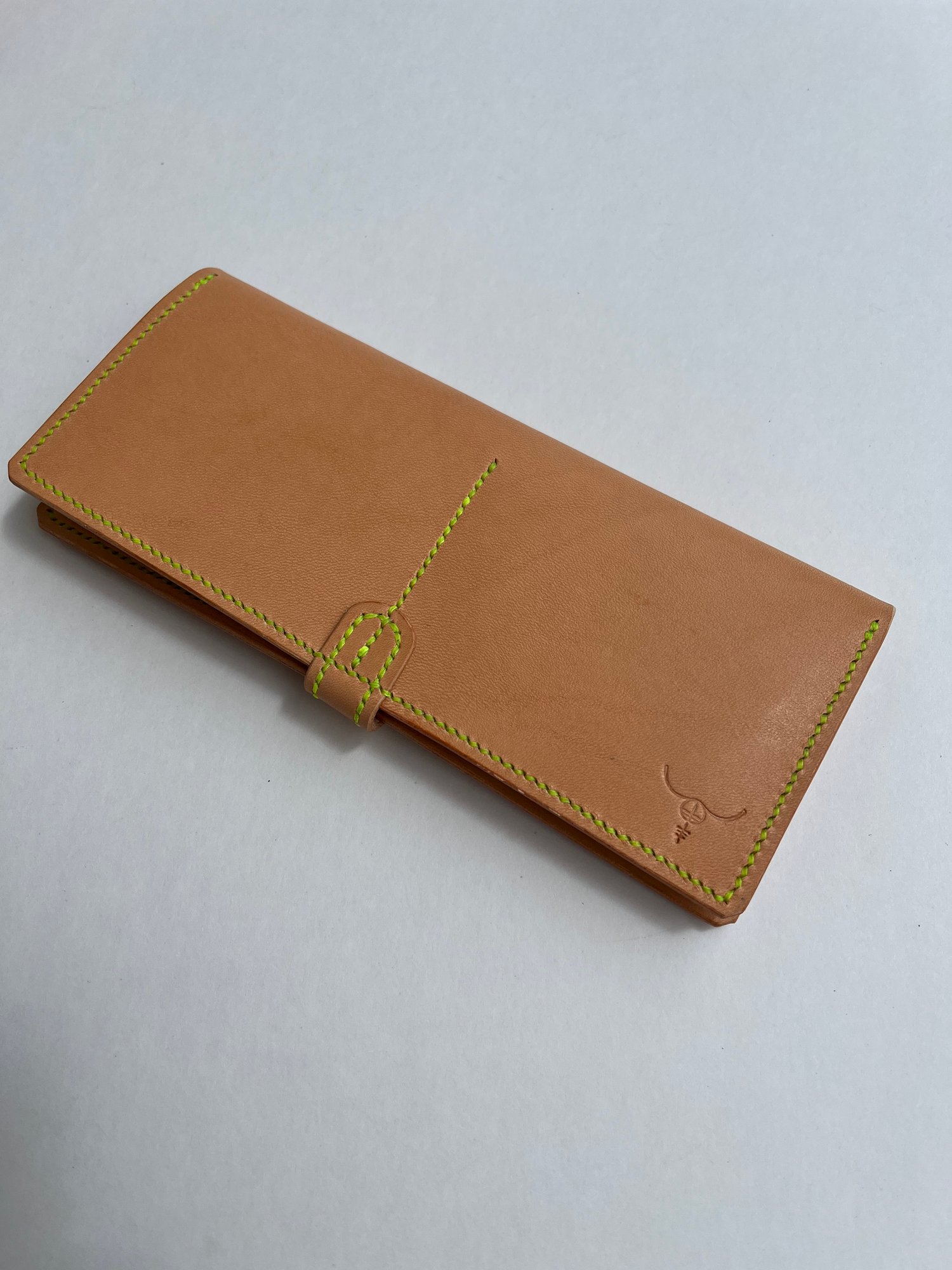 Image of Natural Vachetta Long Wallet (Neon Yellow)