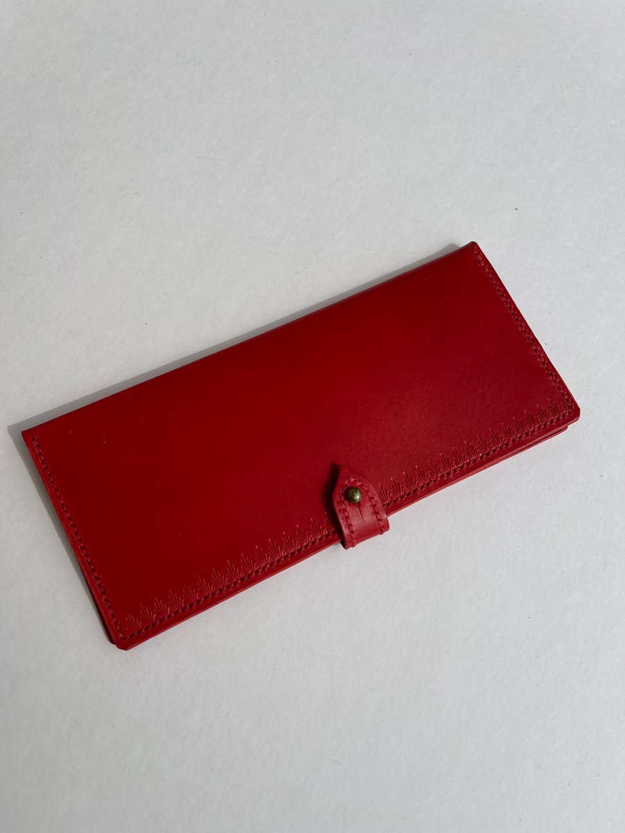 Image of Red Buttero Long Wallet #2