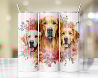 20oz Floral Golden Retriever Tumbler