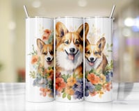20oz Floral Corgi Tumbler
