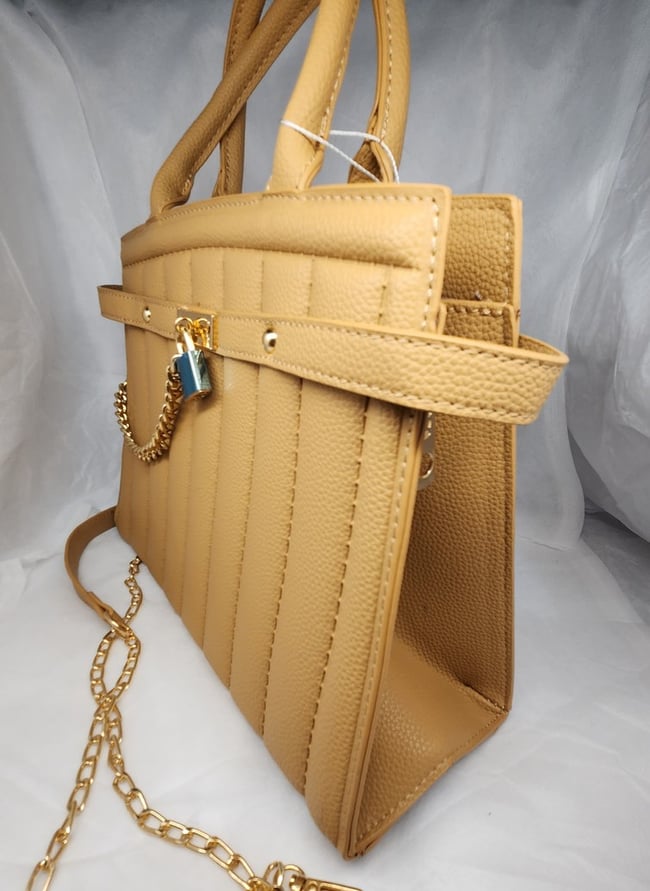 Beige Lock  Charm Tote