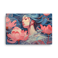 Image 1 of Lotus Flower Girl Canvas 24x36 (AI GEN)