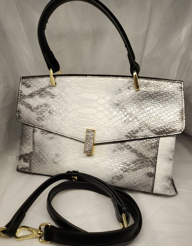 Gray and White Luxurious hand bag