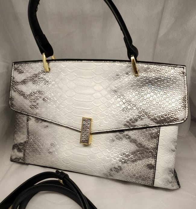 Gray and White Luxurious hand bag