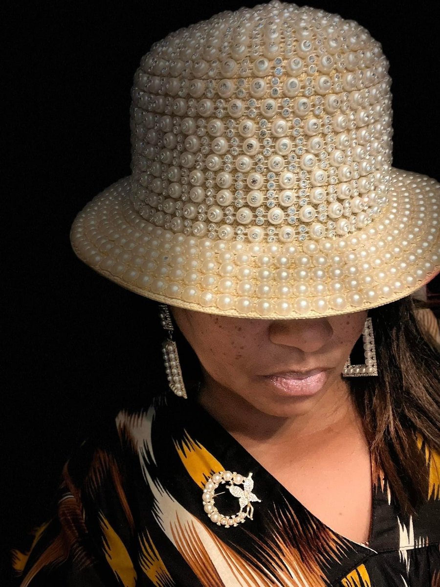 【KIMHEKIM】Pearl Embellished Bucket Hat Pearl and Rhinestone Embellished Bride Bucket Hat | David's