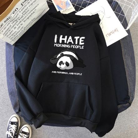 Image of Unisex "I Hate Morning People" Panda Hoodie