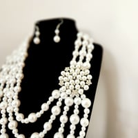 Image 5 of 5 Layer Pearl Brooch Necklace (Gold or Silver clasps)