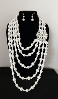 Image 1 of 5 Layer Pearl Brooch Necklace (Gold or Silver clasps)