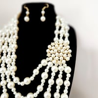 Image 4 of 5 Layer Pearl Brooch Necklace (Gold or Silver clasps)