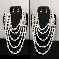 Image 2 of 5 Layer Pearl Brooch Necklace (Gold or Silver clasps)