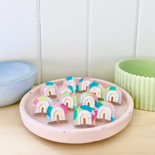 Image of 'Kaleidoscope' Painted Rainbow Studs