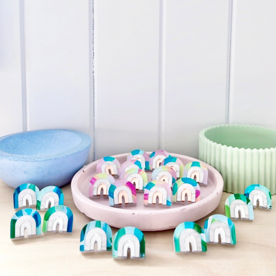 Image of 'Kaleidoscope' Painted Rainbow Studs
