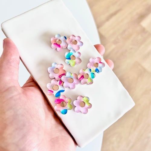 Image of Kaleidoscope (hand painted) Mini Daisy Studs