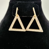Image 2 of Bling Dangle Pyramid Earrings (Gold & Sliver)