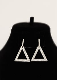 Image 3 of Bling Dangle Pyramid Earrings (Gold & Sliver)