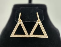 Image 4 of Bling Dangle Pyramid Earrings (Gold & Sliver)