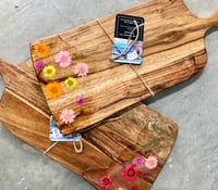 Acacia Resin 'Wild Flowers' Created Wood Cutting / Cheeseboards