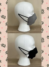 Image 4 of White and black stripe print 3 layer cotton face mask