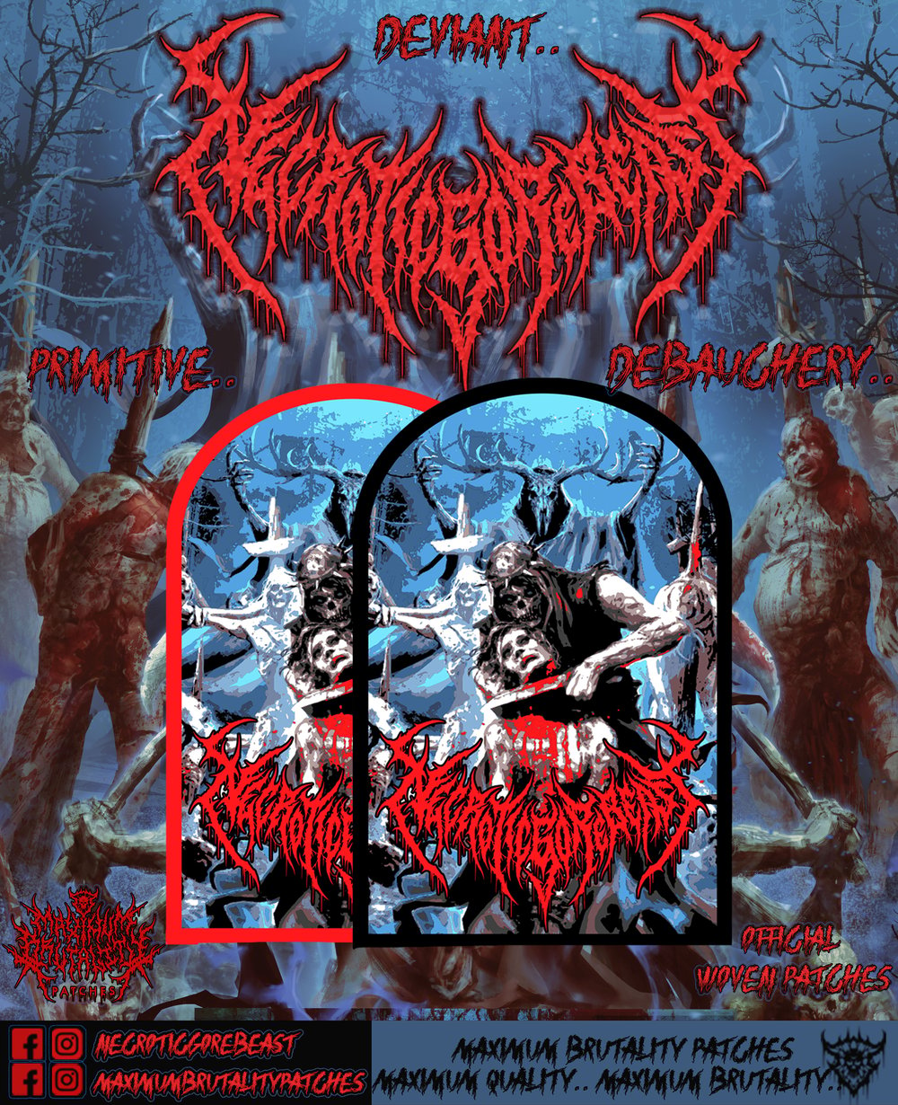 Necroticgorebeast "Primitive Deviant Debauchery" Official Woven Patch