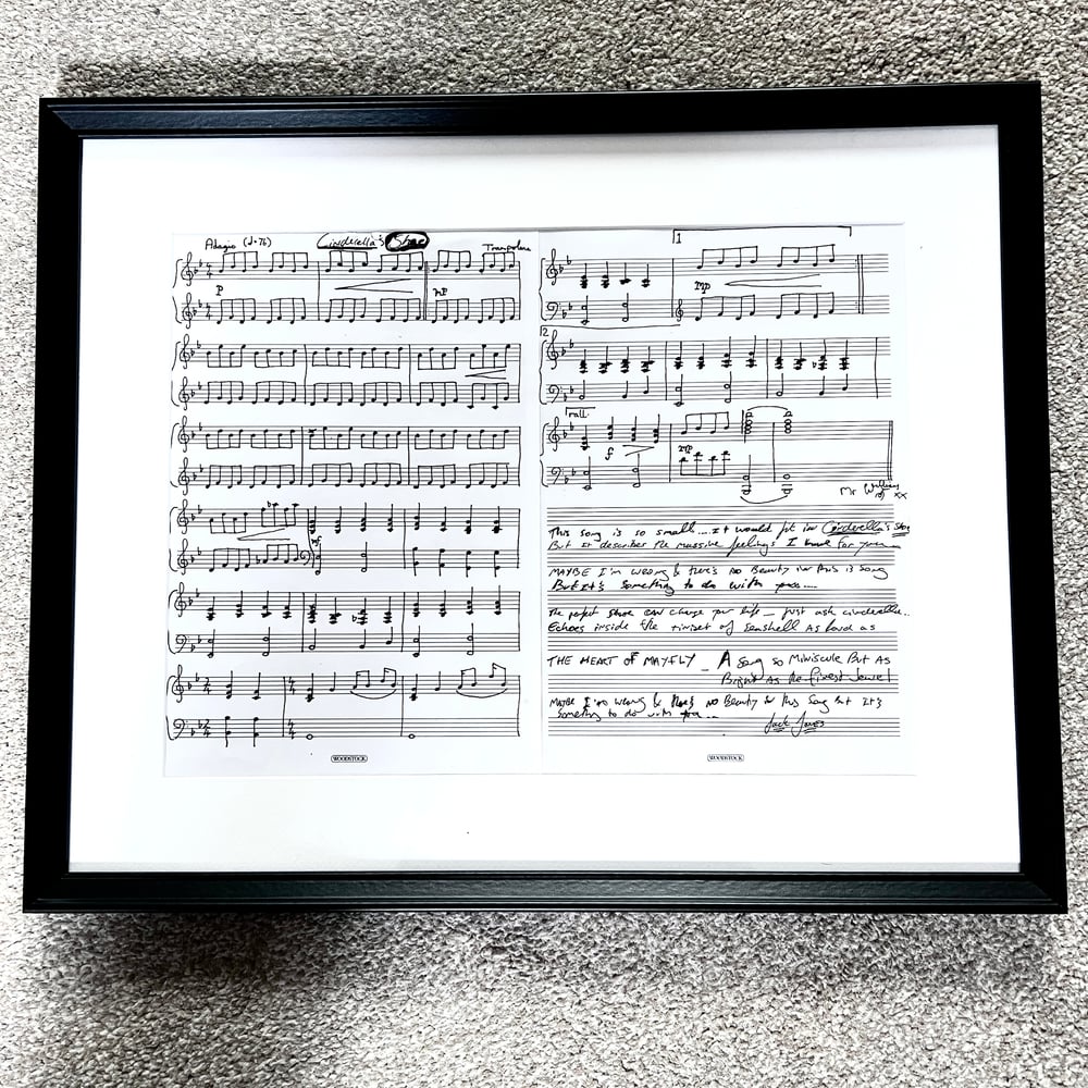 Framed "Cinderella's Shoe" handwritten & signed sheet music