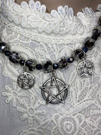 Image 1 of Upcycled Pentagram Glass Vintage Necklace 