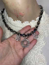 Image 2 of Upcycled Pentagram Glass Vintage Necklace 