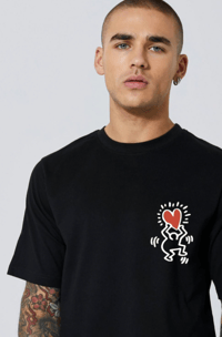 Image 3 of Keith Haring "Figure With Red Heart" T-Shirt - Black