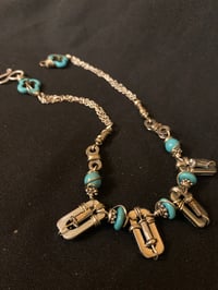 Image 2 of Bicycle Part Necklace with Turquoise Beads