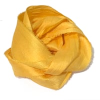 Image 2 of 10YD GOLDEN YELLOW HAND DYED SARI SILK RIBBON/HAND DYED BY COLOR KISSED SILK