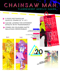 Image 2 of chainsaw man fluorescent tag charm