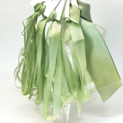 Image of Spring green 111 Hand Dyed 3.5mm Silk Ribbon by Mary Jo Hiney Designs