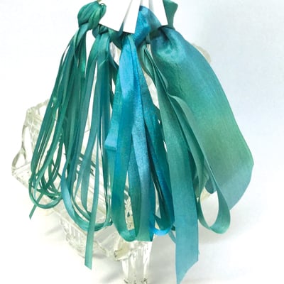 Image of Tropical Sea 123 Hand Dyed 3.5mm Silk Ribbon by Mary Jo Hiney Designs