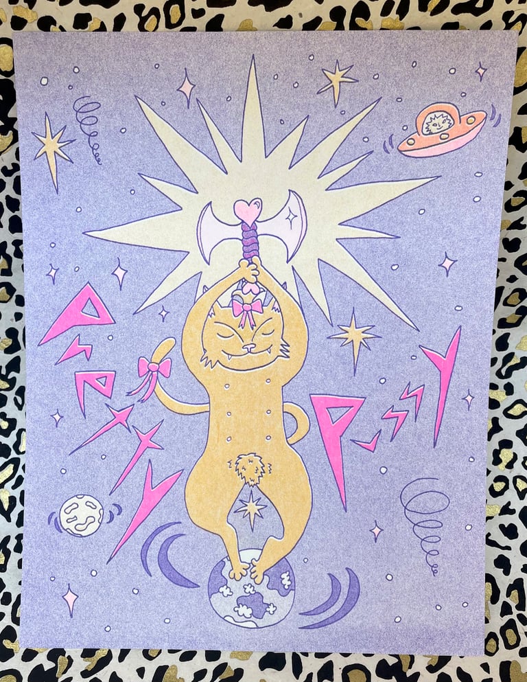 Pretty Pussy Cosmic Messenger Riso Print