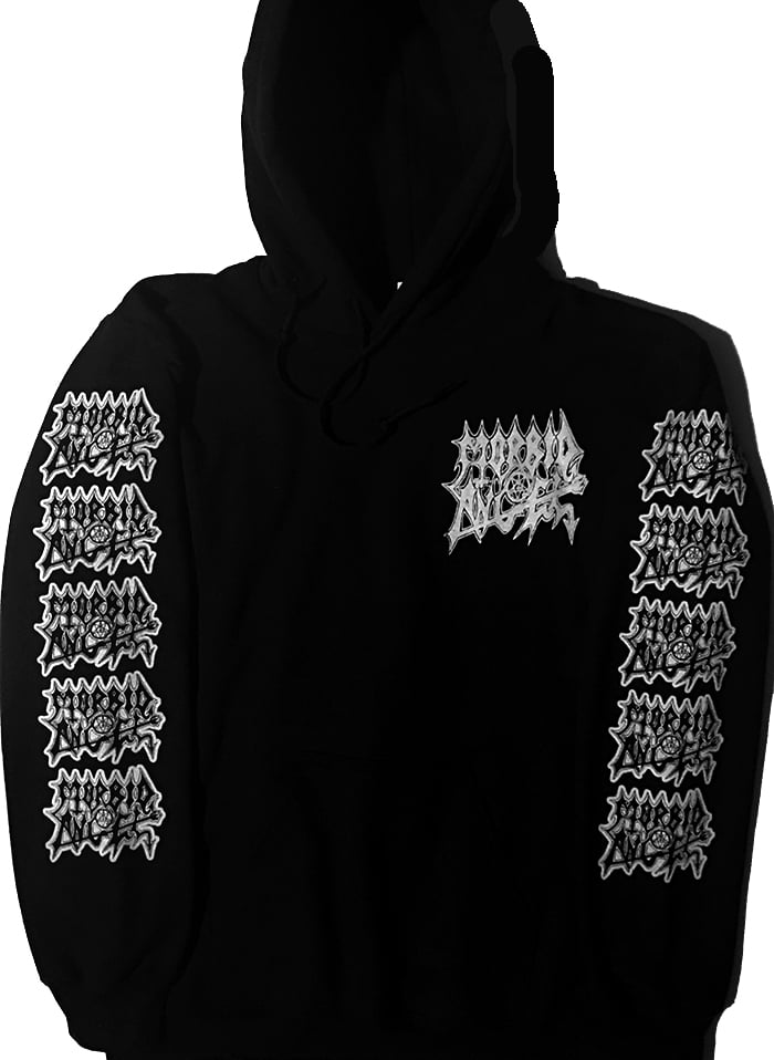 Image of Morbid Angel Pocket print Hooded Sweatshirt With Sleeve Print