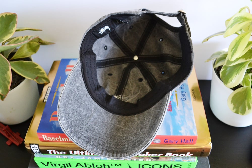 Image of Stussy Black Washed Stock Adjustable Strapback Hat