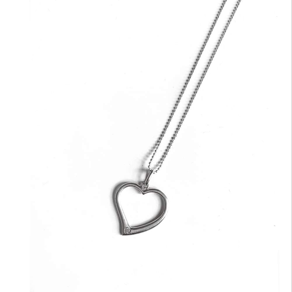 Image of Sterling Silver Large Heart Charm Necklace