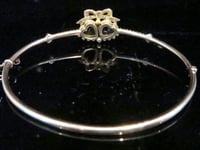 Image 3 of VICTORIAN EDWARDIAN 9CT DOUBLE HEART AMETHYST CITRINE SEED PEARL BANGLE 4.8G